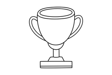 Hand drawn cute outline illustration of school award cup. Flat vector college competition or contest winner in line art doodle style. Education or study sticker, icon. Back to school. Isolated.