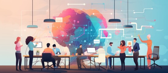 creative agancy business strategy ideas brainstorm business people meeting in modern interior office workspace Business presentation, meeting and seminar concept,ai generate