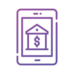 Bank inside mobile denoting concept icon of banking app, ready for premium use