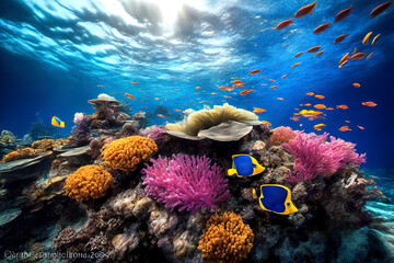 Obraz premium Coral reef with marine life