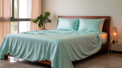 Picture An expensive Elegant Bedroom Resplendent, Mockups Design 3D, High-quality Mockups, Generative Ai