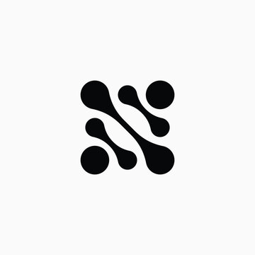 neuron logo icon with dot and curve