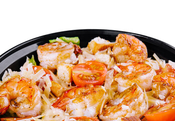 Caesar salad with grilled shrimp and parmesan cheese