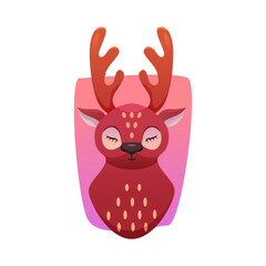 Deer is Sleeping. Cute Little Animals. Poster, Clothes Print, Textile print, Greeting Card. Vector Illustration in Cartoon Style. 