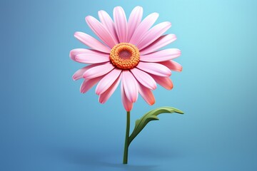 Colorful cartoon daisy with realistic details, Generative Ai