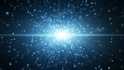 Blue particles explosion, Flicker Light effect.
