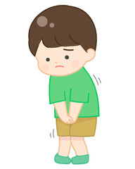 Obraz premium おしっこを我慢している男の子 