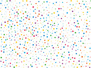 Carnival Confetti. Masquerade Border with Falling Rainbow Square Confetti