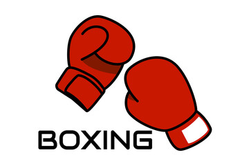 red boxing gloves doodle vector illustration object.