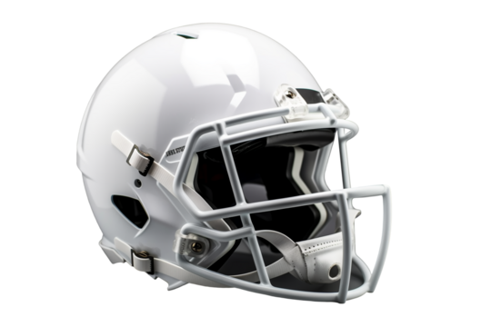 Side view of white football helmet