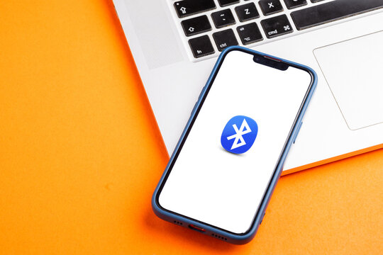 Bluetooth logo on the phone screen