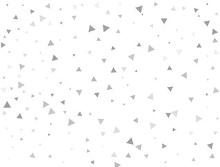 Light silver Triangular glitter confetti background. White festive texture.