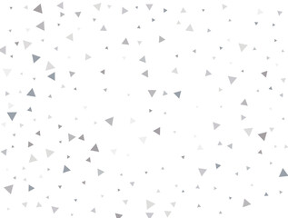 Light silver Triangular glitter confetti background. White festive texture.