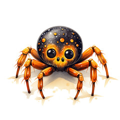 Halloween Spider. Pumpkin Spider on the White Background