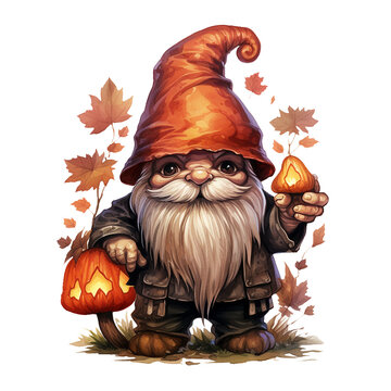 recommend clip art: Halloween Gnome. Forest Gnome on the White Background