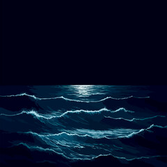 the Atlantic Ocean at night illustration