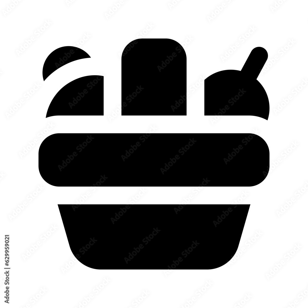 Sticker harvest basket glyph icon