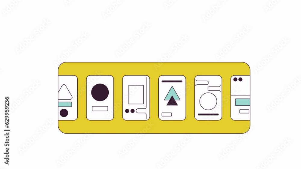 Poster onboarding designs creating line 2d object animation. mobile screens with website layouts flat color
