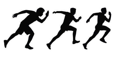 Exercise or Running man Silhouettes Vector Illustration