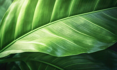 Forest leaves textured wallpaper. Creative tropical leaf banner. For postcard, book illustration,. Created with generative AI tools