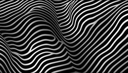 Monochrome lines wallpaper. Black and white wave banner. For banner, book illustration. Created with generative AI tools