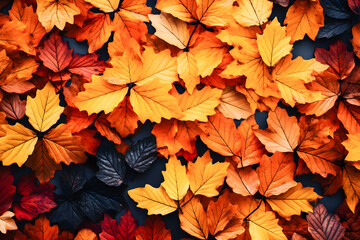 Naklejka na ściany i meble colorful autumn leaves background ai generated art 