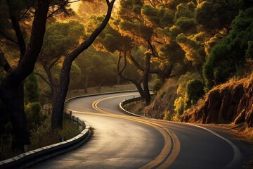 Beautiful asphalt freeway. Winding road stretching into the distance, reminding you to embrace the journey of life and enjoy every step along the way