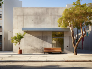 empty street with modernist building