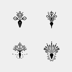 set of decoration flowers isolated on white