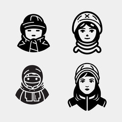 winter scarf clothes face portrait vector
