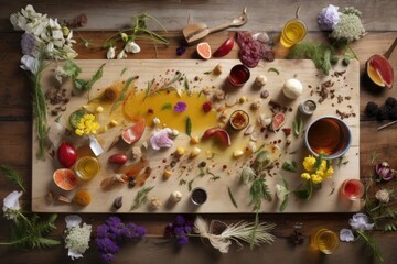 deconstructed recipe ingredients arranged in a beautiful and creative way