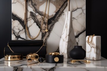 modern and sleek accessories on neutral background for luxurious look