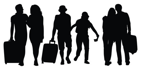 Traveling couple for Adventure Silhouettes vector illustration