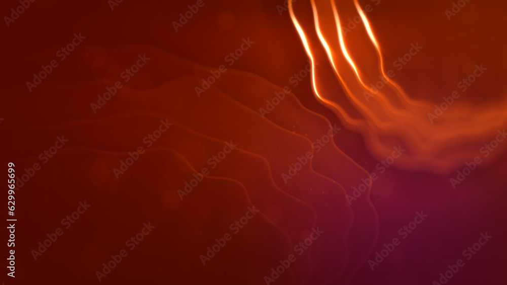 Poster warm red - orange displaced volumetric objects - abstract 3d rendering