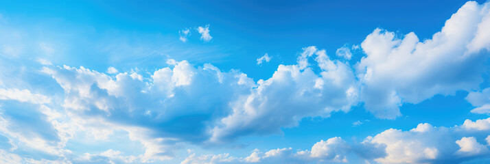 Naklejka na ściany i meble Panoramic blue sky white clouds skyline background material