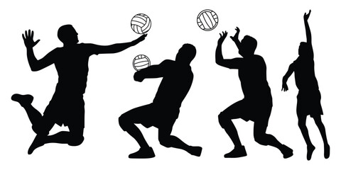 Male Volleyball Player Sports silhouettes vector Illustration