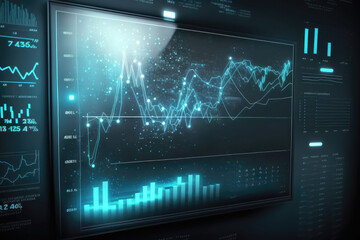 Stock market waveform chart, AI generated