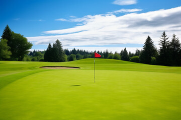 Obraz premium Sunny golf course. Generative AI.