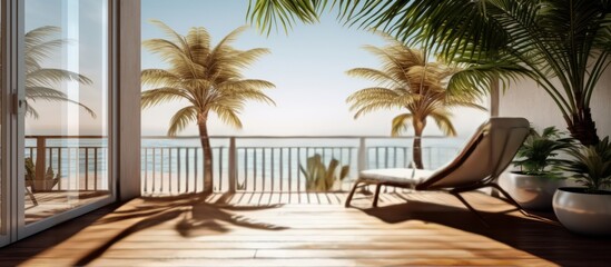Fototapeta premium tropical resort decorating in natural color scheme interior design living room cosy home design,image ai generate