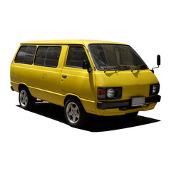 yellow van isolated on white