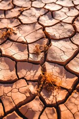 close-up of cracked desert ground in drought