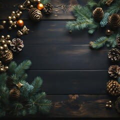Christmas Background with Border from Pine Branches