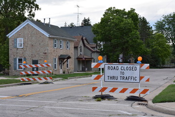 Road Closed Construction Sign in Burlington, Wisconsin