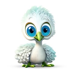 Clipart Cute Pixar Style A White Baby Peacock