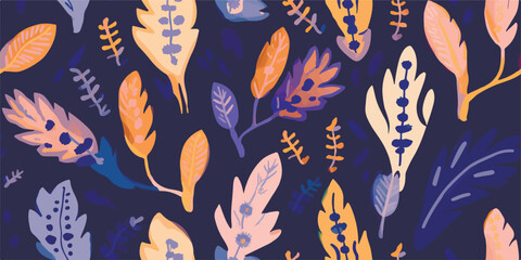 Hand drawn abstract botanical shapes ornament pattern. Collage contemporary print. Fashionable template for design. Soft pastel colors palette