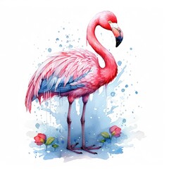 Illustration Watercolor Cute Flamingo