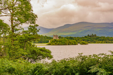 lake in the mountains,castle