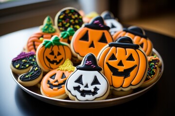 Cookies homemade for Halloween. Festive food concept. Background