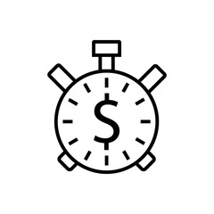 stopwatch timer time is money business, money, finance icon set bold outline