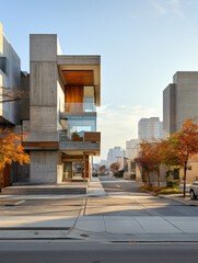 empty street with modernist building